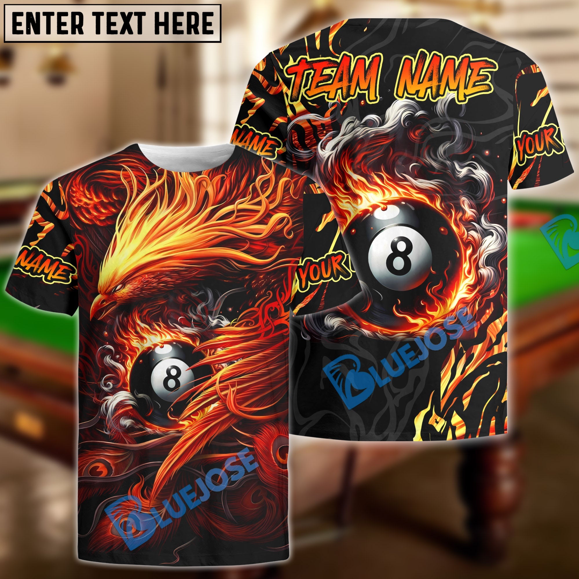 BlueJose Billiards Ball 8 Phoenix Arisen Personalized Shirt (4 Colors)