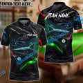 BlueJose Billiards 8 Ball Hell Flame Shark Personalized Name, Team Name Unisex Shirt (4 Colors)