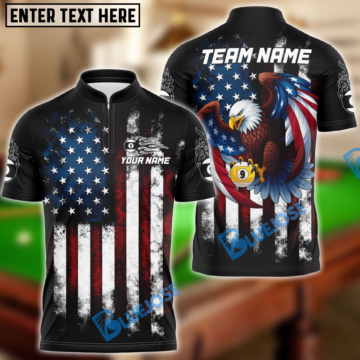 BlueJose Billiards Ball 8 And 9 Eagle Retro US Flag Personalized Shirt (2 Colors)