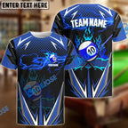BlueJose Billiards Ball 10 Blue Fire Personalized Name, Team Name Unisex Shirt