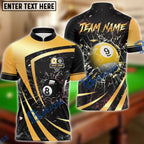 BlueJose Billiards 8 Ball & 9 Ball Metallic Break Glass Customized Name, Team Name 3D Shirt (6 Colors)