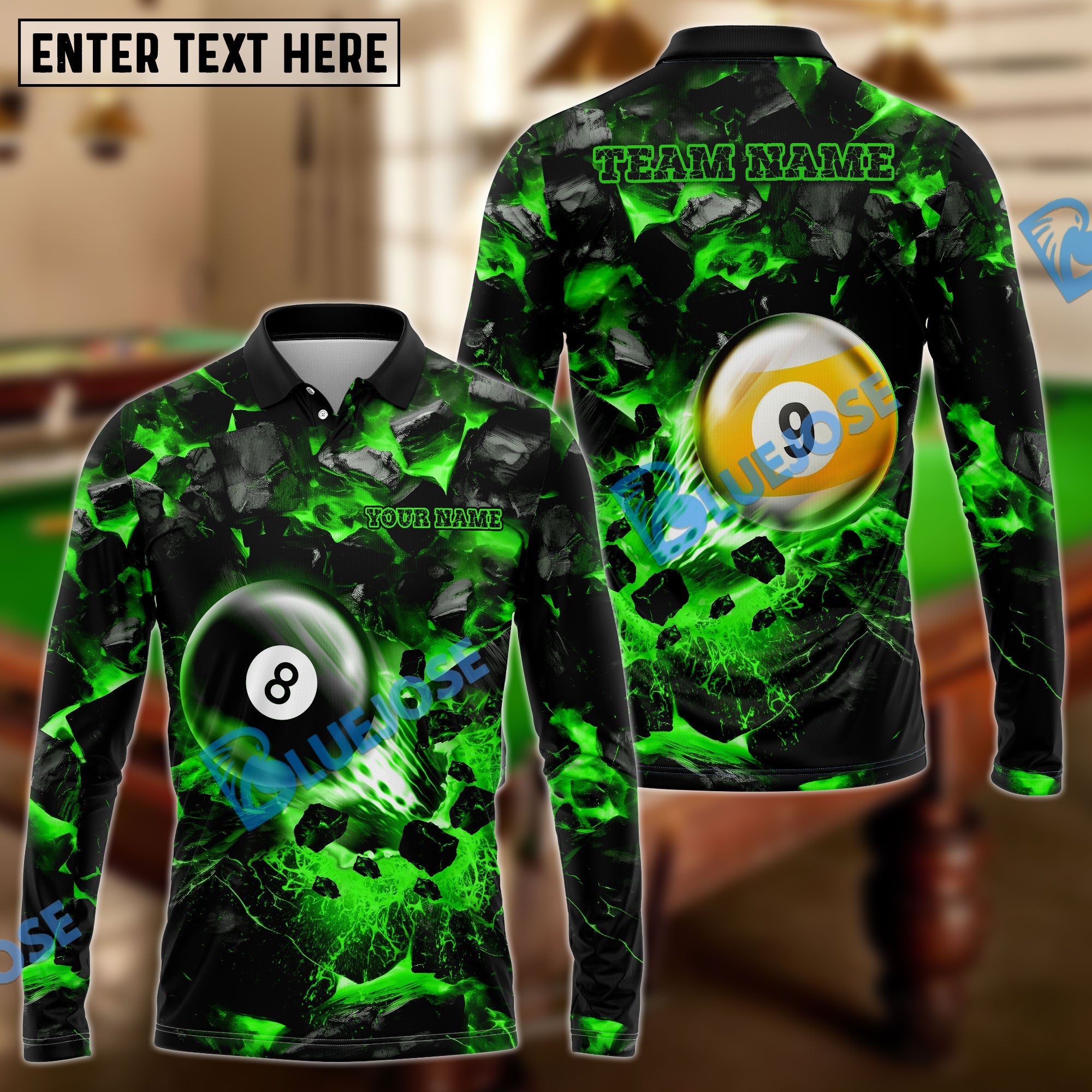 BlueJose Billiards Ball 8&9 Shoot And Destroy Personalized Name Shirt (4 Colors)