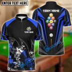 BlueJose Billiards Ball 9 Broken Fire Personalized Name & Team Name Shirt (4 Colors)