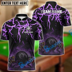 BlueJose Billiards Thunder Fire Ball Pattern Personalized Name, Team Name Unisex Shirt (4 Colors)