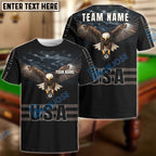 BlueJose Billiards Ball 8 & 9 American Eagle USA Personalized Name Shirt (2 Colors)