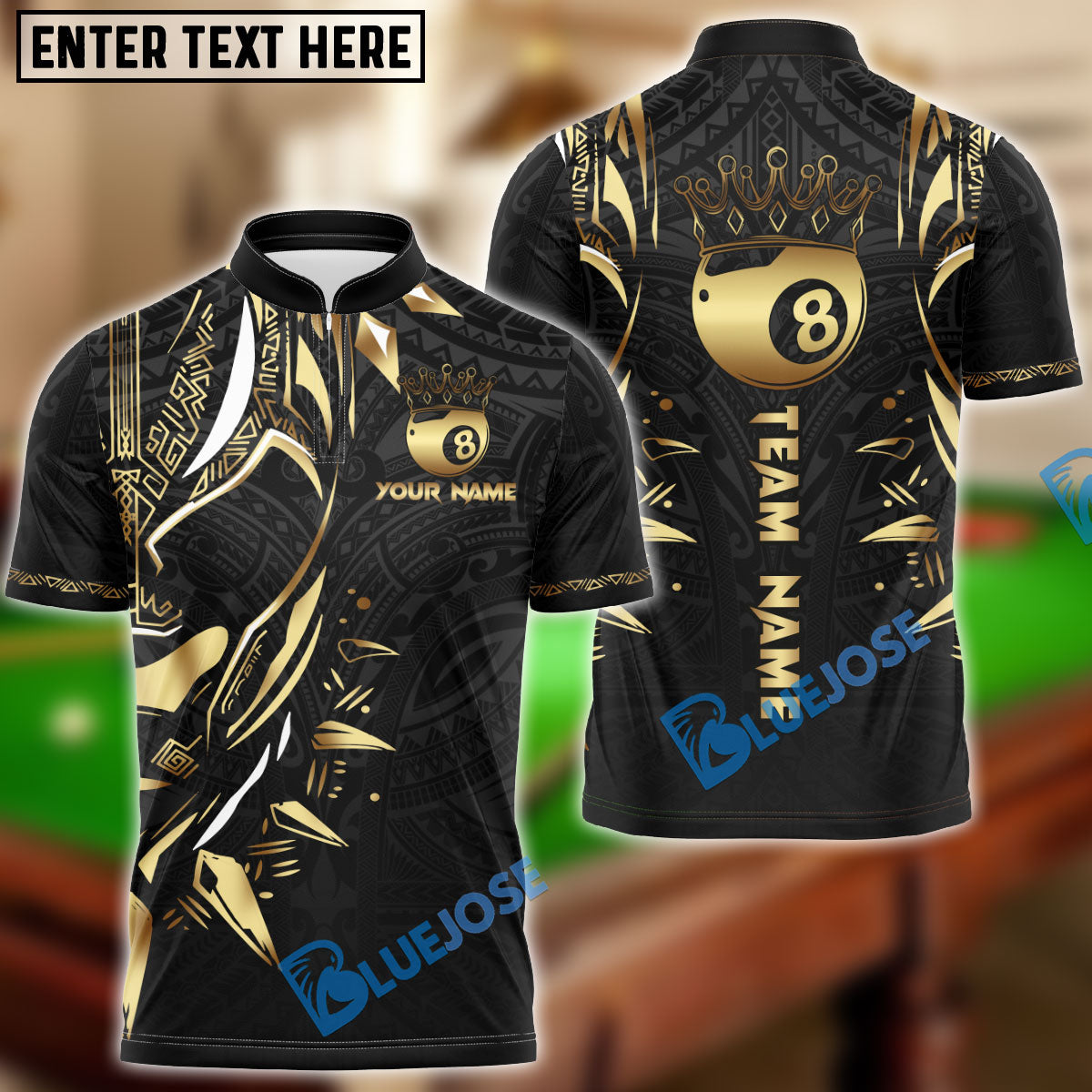 BlueJose Billiards Ball 8 Black Panther WKD Personalized Name, Team Name Shirt (6 Colors)