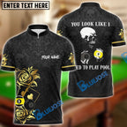 BlueJose Billiards Poker Skull Personalized Name Unisex Shirt (6 Colors)