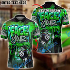 BlueJose Billiards 8 Ball Graffiti Street Art Face Your Fear Style Personalized Name, Team Name Unisex Shirt (4 Colors)