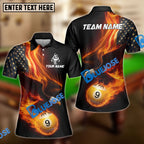 BlueJose Billiards Ball 9 Eagle Flag Flame Personalized Name Shirt (4 Colors)