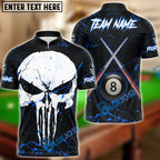 BlueJose Billiards 8 Ball Punisher Skull Crossing Cue Personalized Name, Team Name Unisex Shirt (4 Colors)