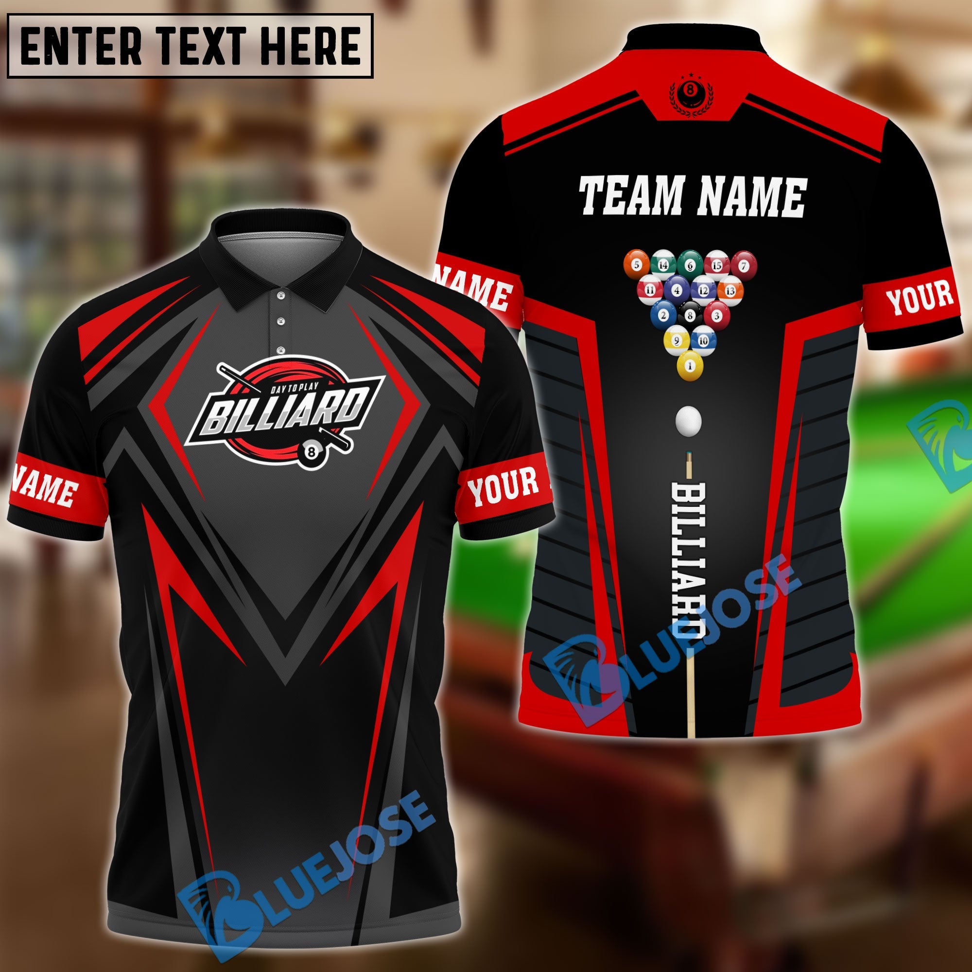 BlueJose Billiards Personalized Name, Team Name Unisex Shirt (More Color Options)