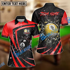 BlueJose Billiards 8 Ball & 9 Ball Metallic Break Glass Customized Name, Team Name 3D Shirt (6 Colors)