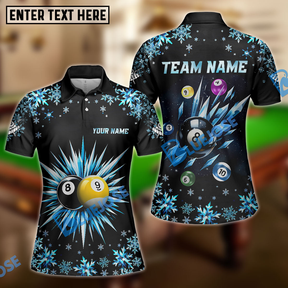 BlueJose Billiards Ball 8 Frozen Ice Personalized Name, Team Name Unisex Shirt