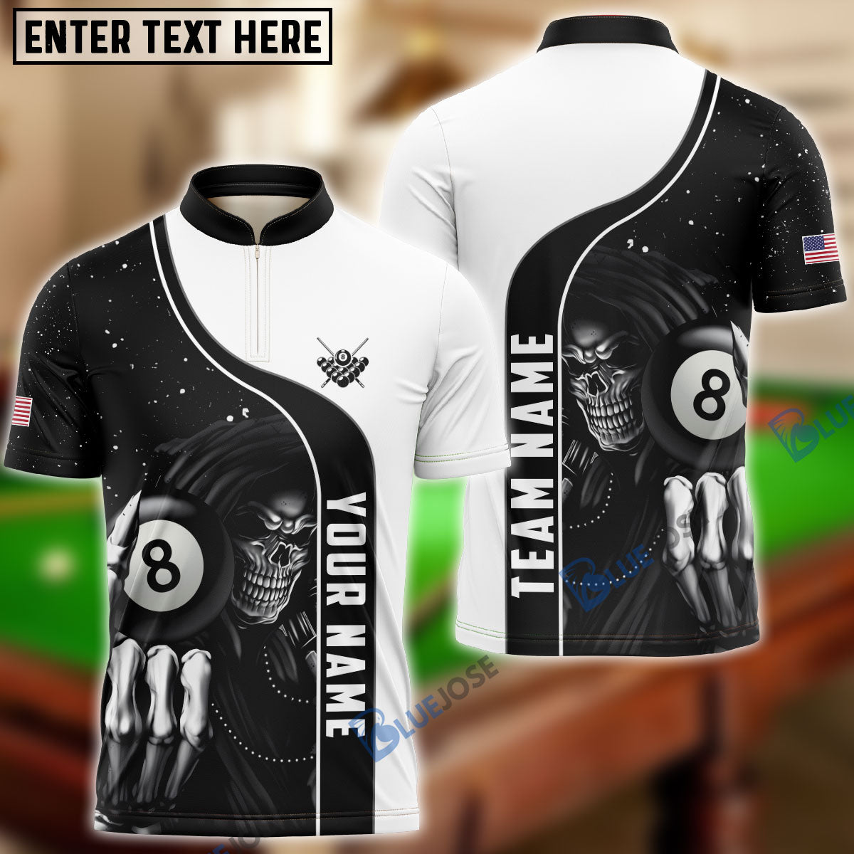 BlueJose Billiards Reaper Personalized Name, Team Name 3D Shirt