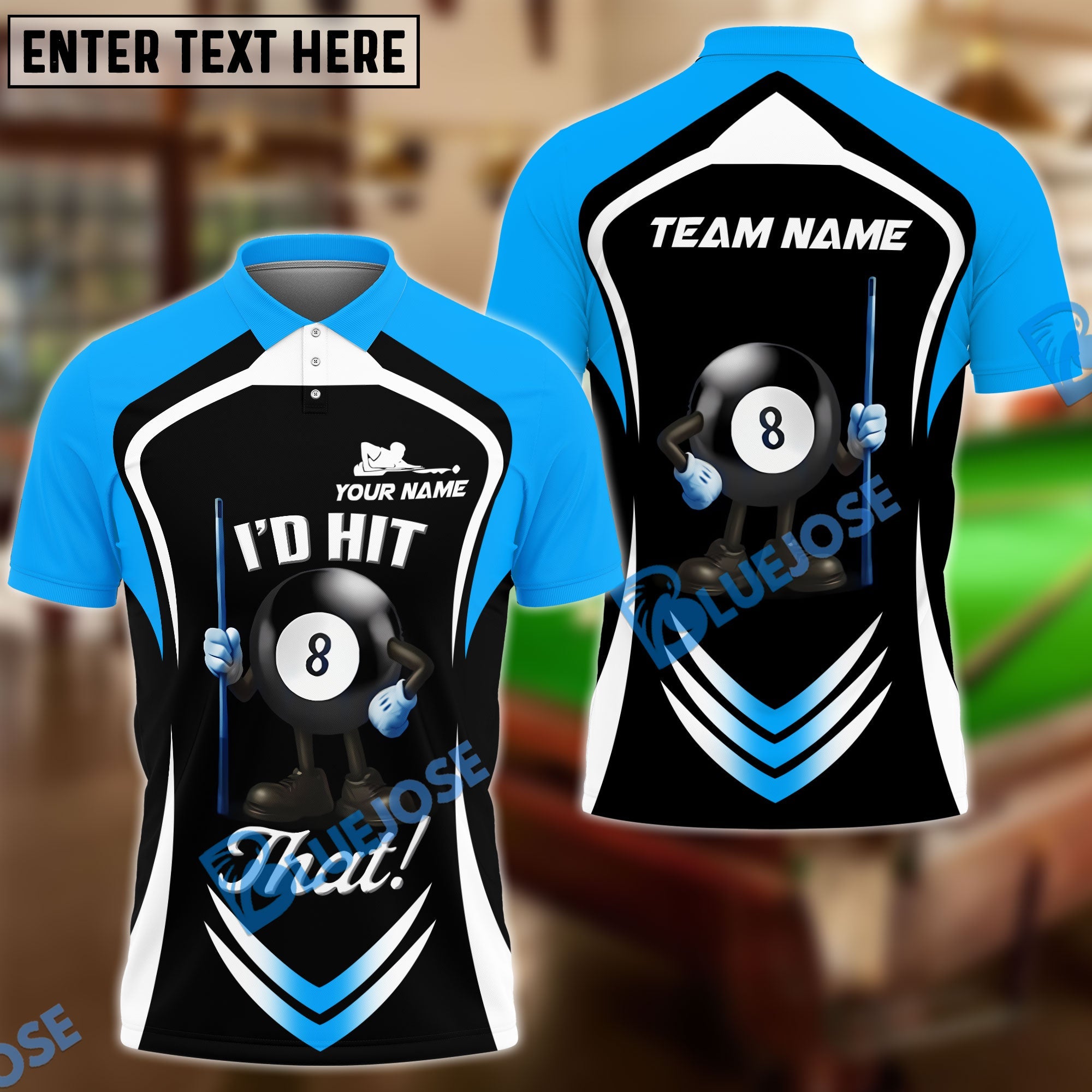 BlueJose Billiards Ball 8 Pool I'd Hit That Personalized Name Shirt (4 Colors)