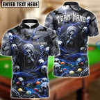 BlueJose Billiards Creepy Thunder Skull Personalized Name Team Name Shirt (6 Colors)