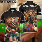BlueJose Billiards Vintage Billiards Pin-Up Lady Personalized Shirt