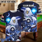 BlueJose Billiards Ball 8 Cross Eagle American Flag Personalized Name & Team Name Shirt (4 Colors)