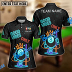 BlueJose Billiards 8-Ball Good Vibes Neon Crown Personalized Name Shirt (4 Colors)