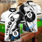 BlueJose Billiards Classic 8-Ball Black & White Personalized Name Shirt (4 Colors)