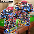 BlueJose Billiards Ball 8 Funny Skull Colorful Graffiti Personalized Name, Team Name Unisex Shirt (4 Colors)