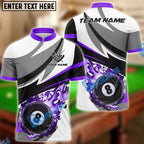 BlueJose Billiards Ball 8 Fire Wind Pattern Personalized Name & Team Name Shirt (4 Colors)