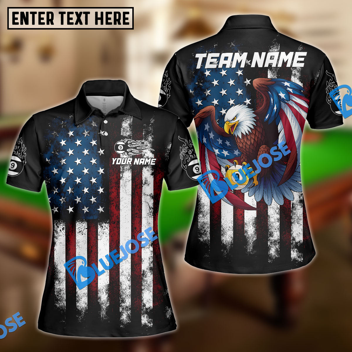 BlueJose Billiards Ball 8 And 9 Eagle Retro US Flag Personalized Shirt (2 Colors)