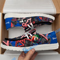 BlueJose Billiards Ball 8 Graffiti Street White Red Blue Canvas Loafer Shoes