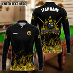 BlueJose Personalized Billiards 8-Ball Fire Pattern Women Shirt (Blue, Green, Yellow & Red)