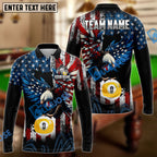 BlueJose Billiards Ball 9 American Eagle Customized Name, Team Name 3D Shirt