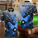 BlueJose Billiards Ball 8 Burning Fire Dragon Personalized Name Team Name Unisex Shirt (4 Colors)
