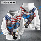 BlueJose Billiards 8 Ball Eagle US Flag Retro Personalized Name, Team Name Unisex Shirt