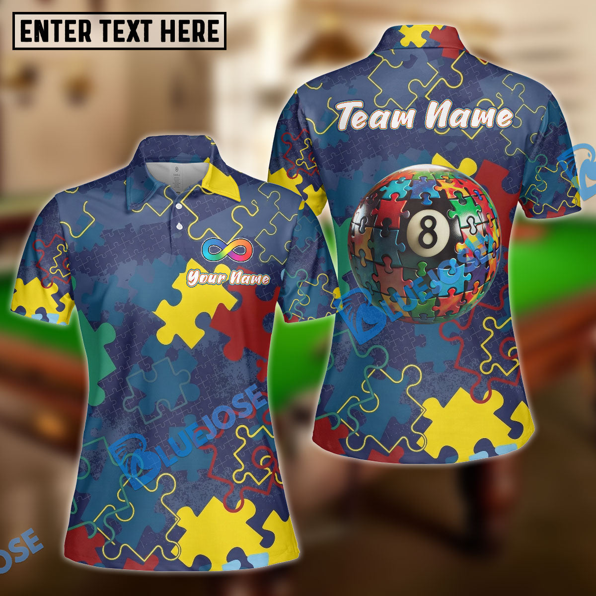 BlueJose Billiards 8 Ball Autism Awareness Puzzle Personalized Shirt
