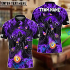 BlueJose Billiards Ball 8 & 9 Grim Reaper Fire Design Personalized Name Shirt (4 Colors)