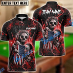 BlueJose Billiards Ball 8 Fire Skull US Flag Personalized Name, Team Name Shirt (6 Colors)