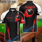 BlueJose Billiards Ball 8 Fire Cue Personalized Name, Team Name Unisex Shirt (4 Colors)