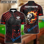 BlueJose Billiards Ball 8 Pool Flaming Panther Personalized Name Shirt (4 Colors)