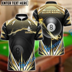 BlueJose Billiards Golden Lightning Blast 8-Ball Pool Personalized Name Shirt (4 Colors)