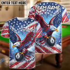 BlueJose Billiards 8 Ball USA Flag Eagle Personalized Shirt
