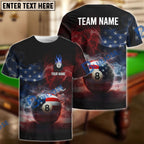 BlueJose Billiards Flaming 8-Ball Patriot Personalized Shirt