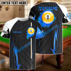 BlueJose Billiards Ball 9 Fire Cue Personalized Name, Team Name Unisex Shirt (4 Colors)