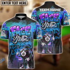 BlueJose Billiards 8 Ball Graffiti Street Art Face Your Fear Style Personalized Name, Team Name Unisex Shirt (4 Colors)