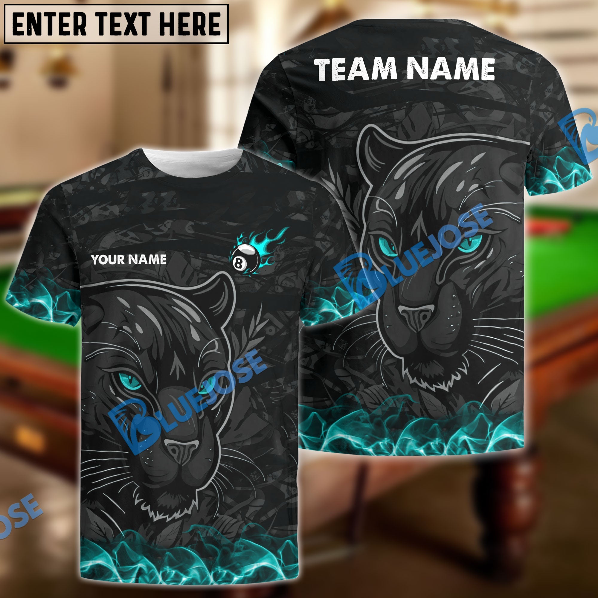 BlueJose BilliardsBall 8 Black Panther Personalized Name, Team Name Unisex Shirt ( 4 Colors )
