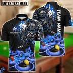 BlueJose Billiards Flame Samurai Personalized Name, Team Name Shirt (6 Colors)