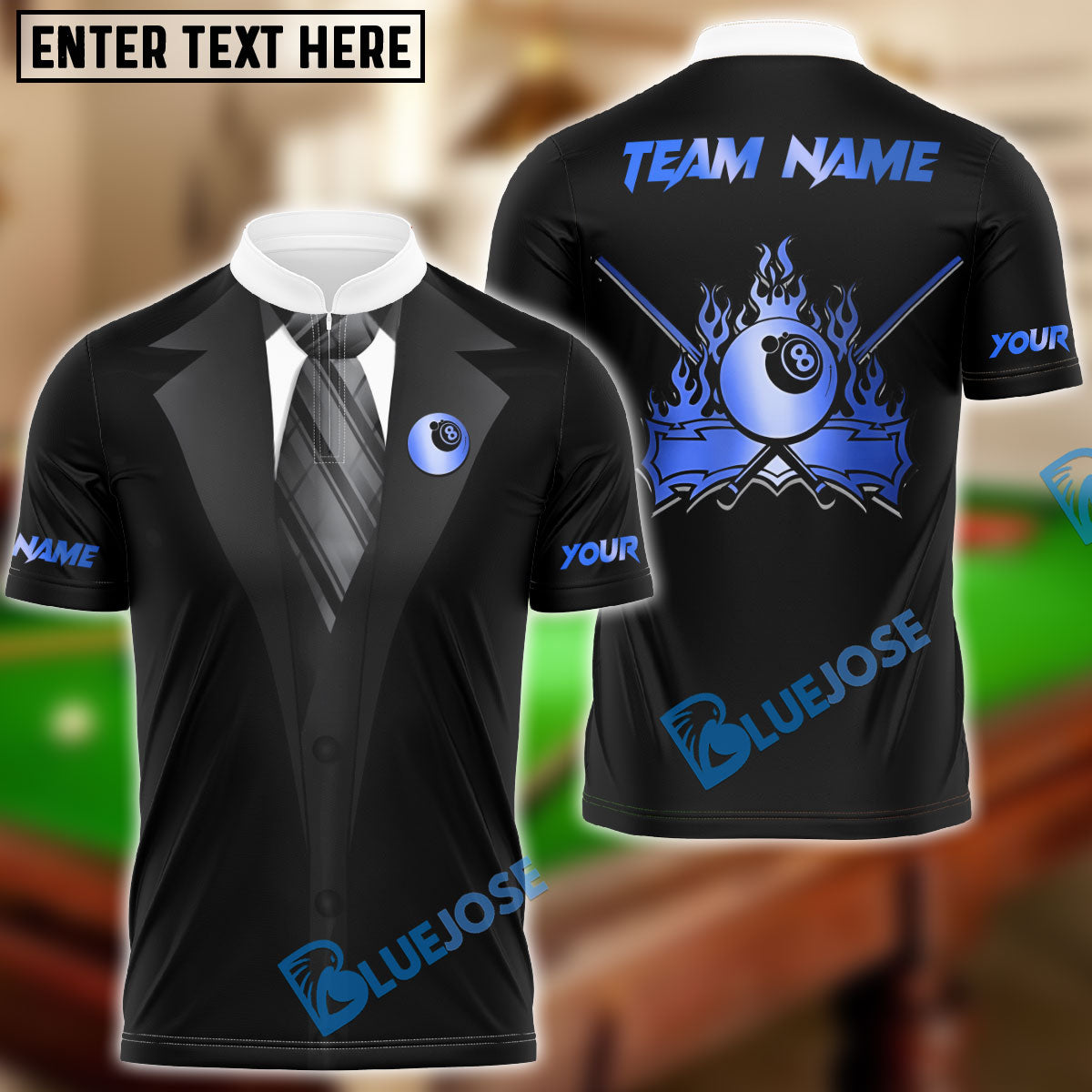 BlueJose Billiards Ball 8 Gentleman Personalized Name, Team Name 3D Shirt (4 Colors)