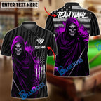 BlueJose Billiards Ball 8 Flame Reaper Skull American Flag Personalized Name & Team Name Shirt (4 Colors)