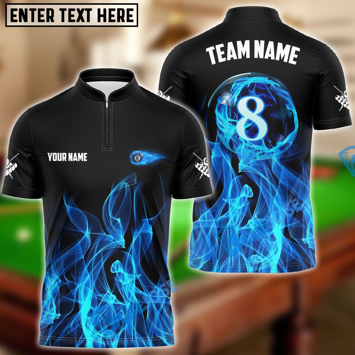 BlueJose Billiards Ball 8 Heavenly Flame Ver 2 Personalized Name Shirt (4 Colors)
