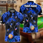 BlueJose Billiards Ball 8 & 9 Grim Reaper Fire Design Personalized Name Shirt (4 Colors)
