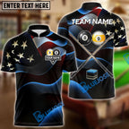 BlueJoses Billiards Ball 8 & 9 American Flag Cross Cue Customized Name, Team Name 3D Shirt