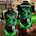 BlueJose Billiards 8-Ball Pool Smoke Trail Personalized Name, Team Name Unisex Shirt (4 Colors)